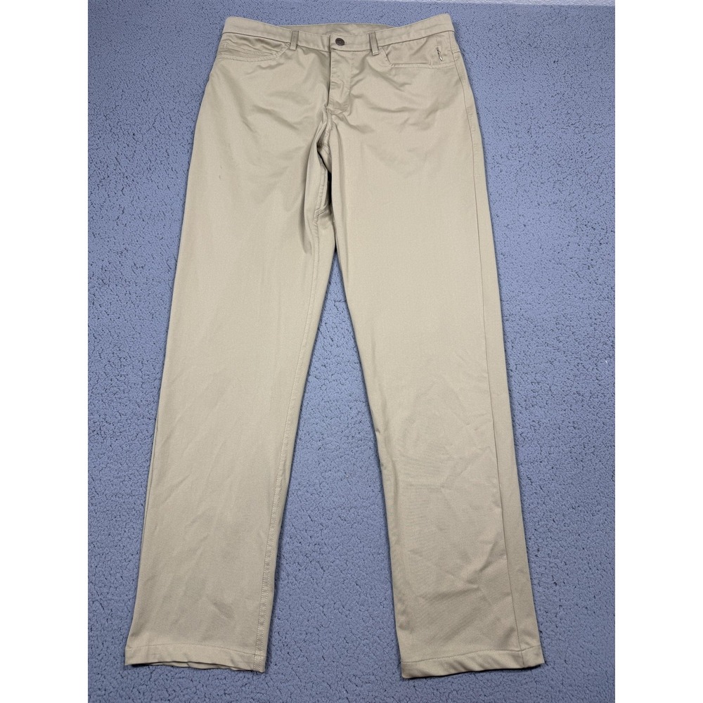 Barbell Pants Mens 34x32 Beige Microfiber Performance Chino Casual Travel Golf - Picture 1 of 10